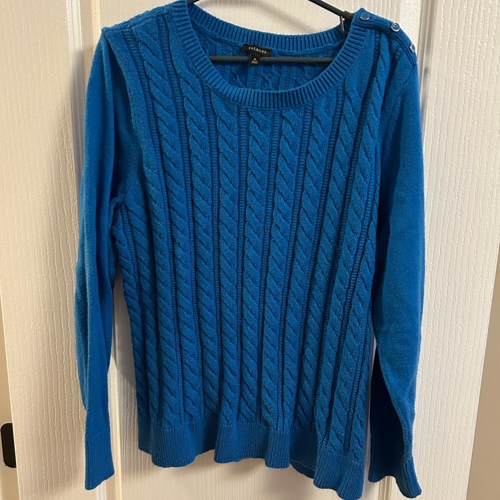 Talbots Vibrant Blue Cable Knit Sweater